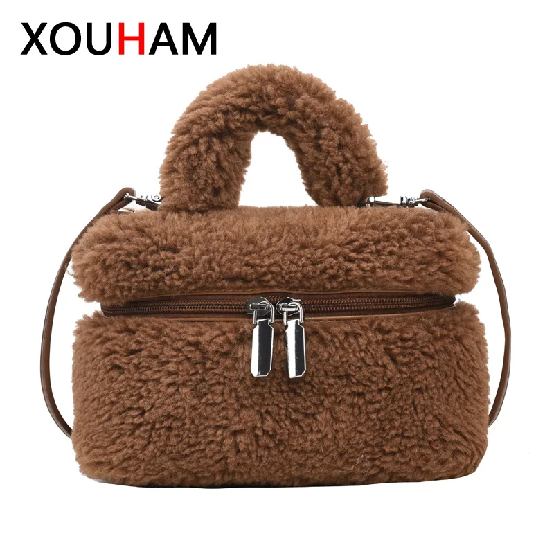 

XOUHAM Shoulder Bag for Women 5 Colors Fashion Plush Crossbody Bags Camera Ladies Autumn Winter Retro Box Handbag Female