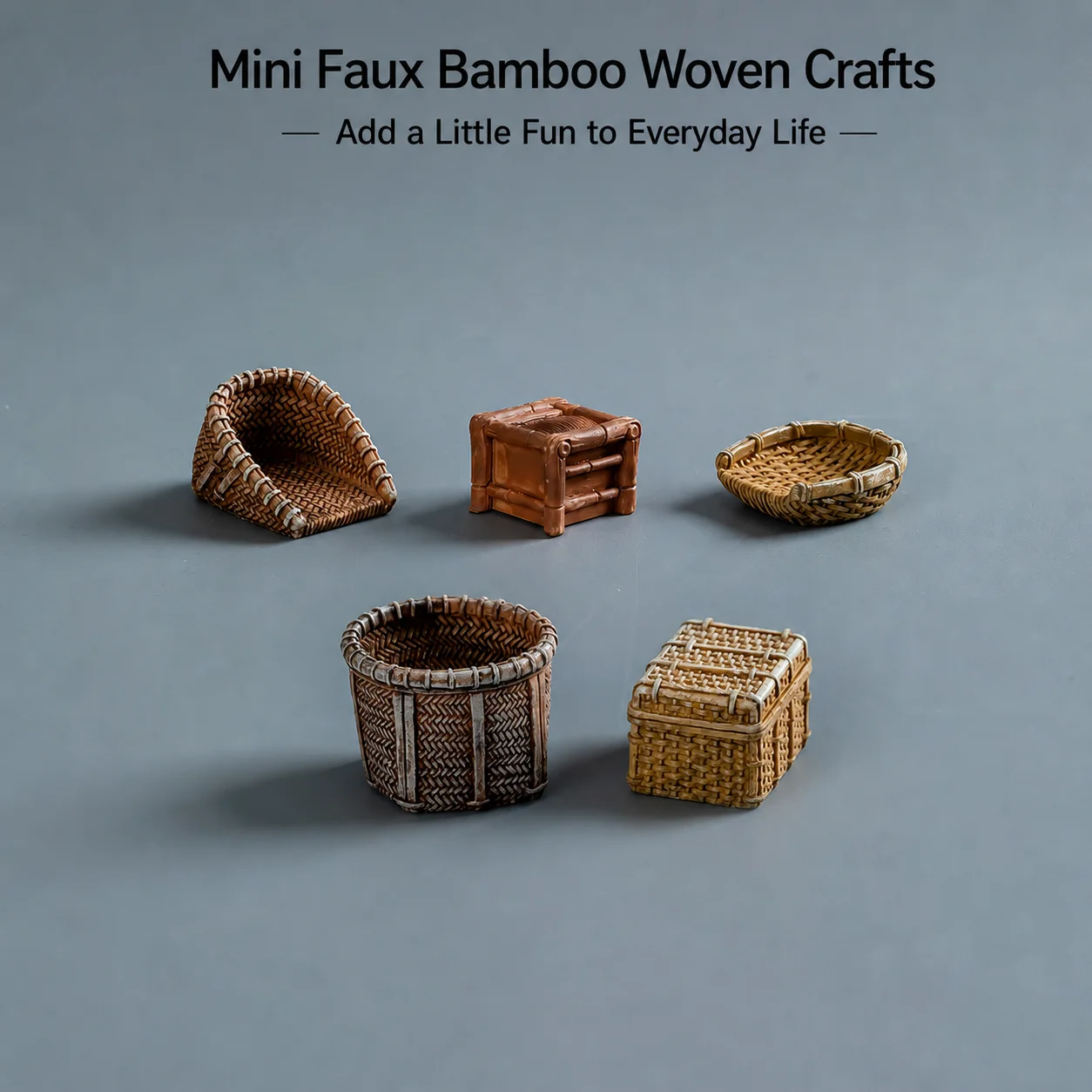 Dollhouse Home Decoration Delicate Woven Crafts Figurines Diy Micro Landscape Resin Miniature Faux Bamboo For Desktop Ornament