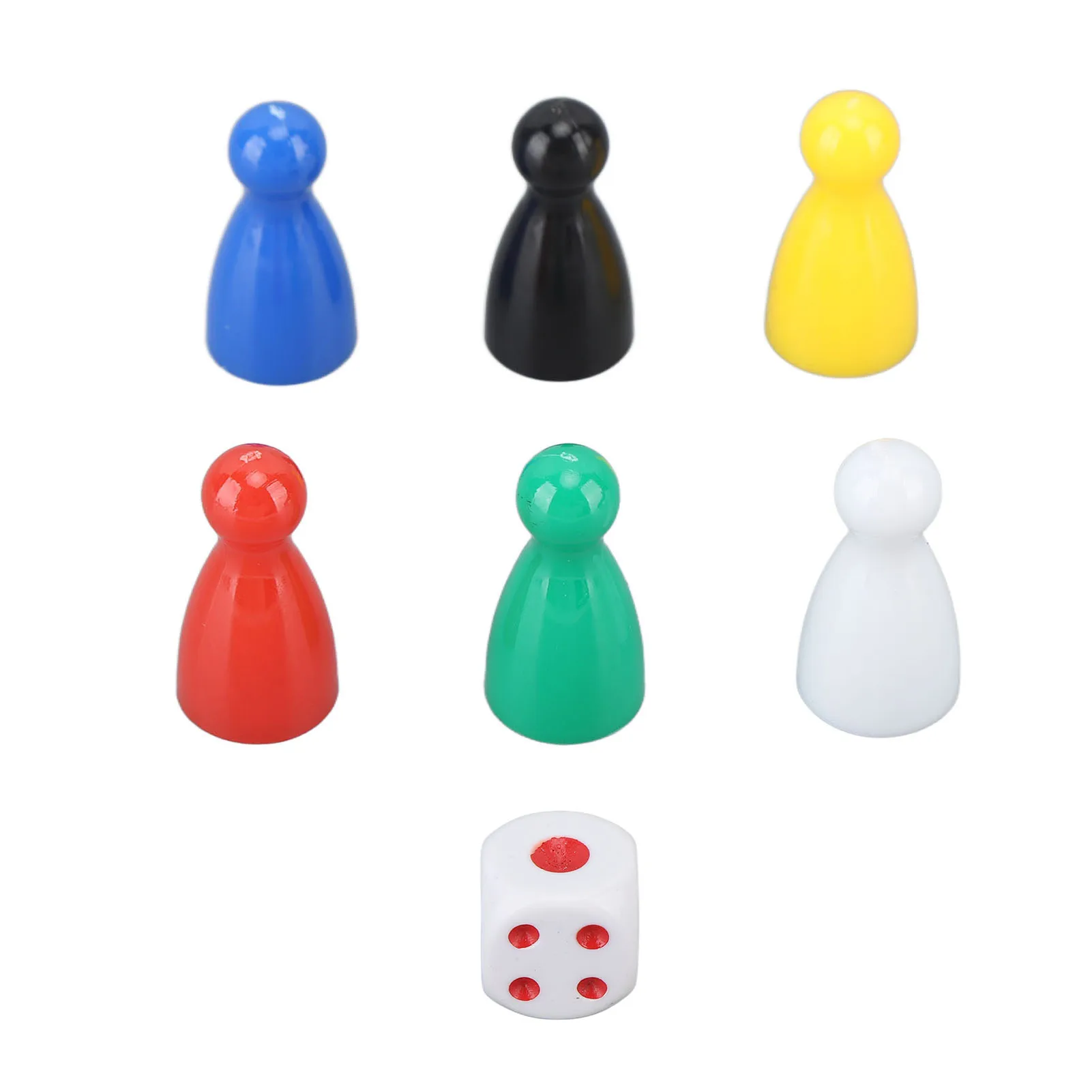 30PCS 6 Color Chess Pieces 5PCS 6 Sided Dice Plastic Chess Game Pieces Dice Set For Board Game Components