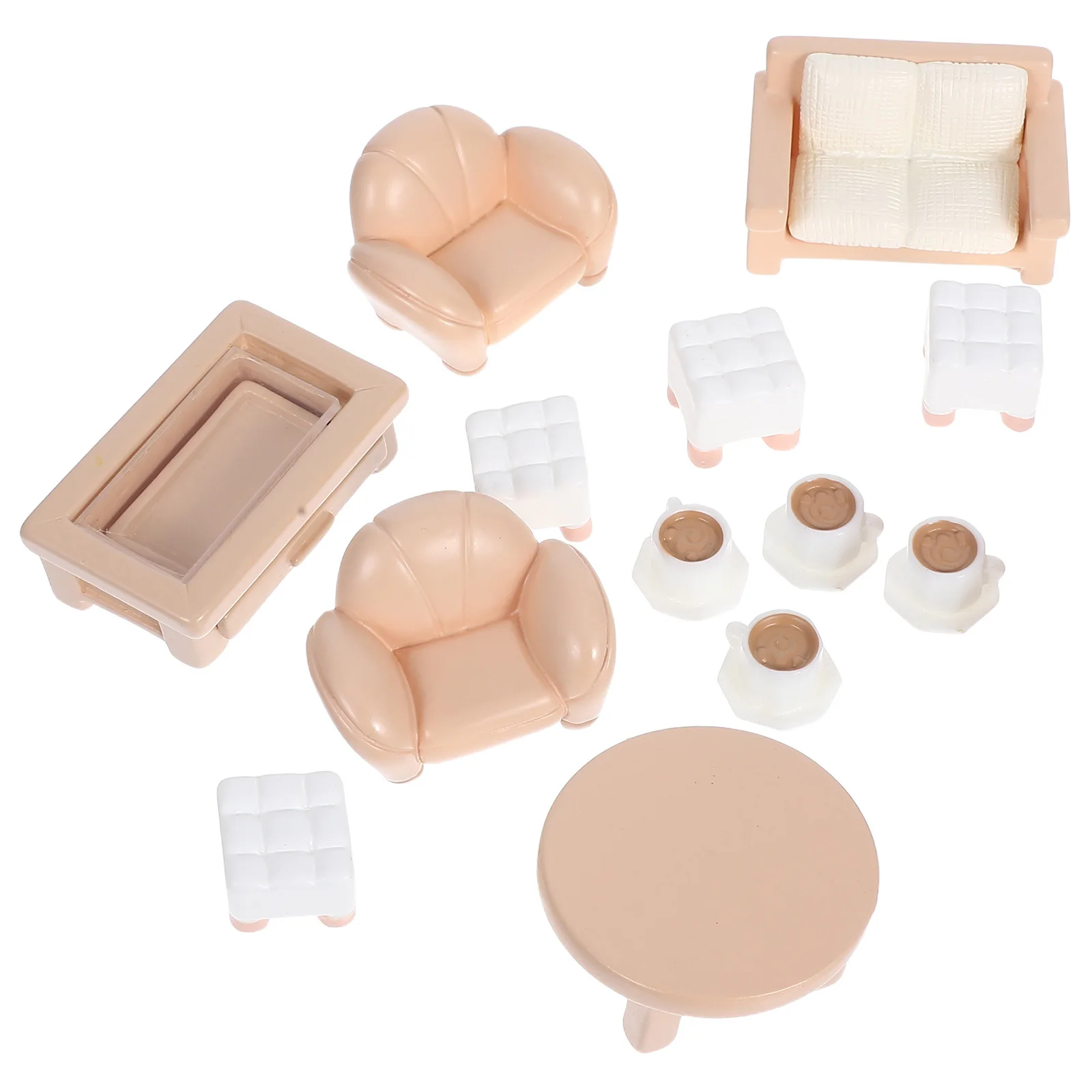 13 個ミニチュアドールハウス家具セットリアルなミニソファコーヒーテーブルラウンドテーブルリビングルーム寝室の装飾