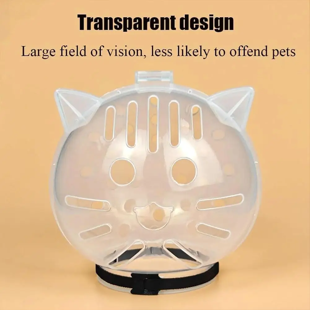 Transparenter Katzen-Schutzhaube, Anti-Biss, atmungsaktiv, Katzen-Pflegehelm, Maulkorb für Nageltrimmen, Baden und Pflege – Detail 5