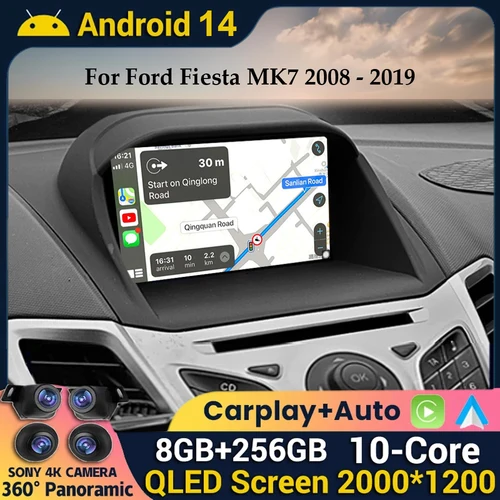 Android 14 inalámbrico Carplay y Radio automática para Ford Fiesta 2009 - 2018 navegación GPS DSP Carplay reproductor de vídeo Multimedia estéreo