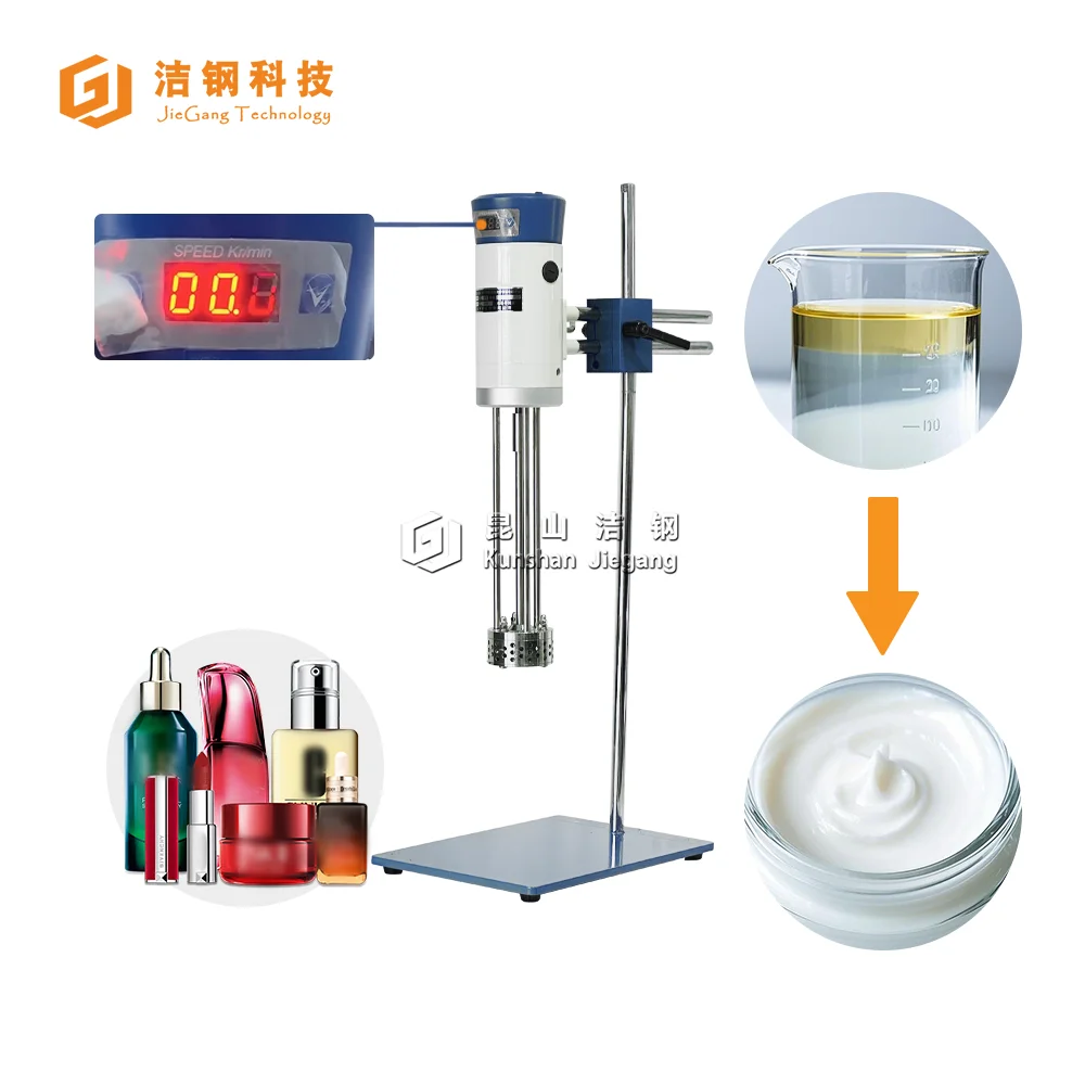 

Lab Portable Small Scale Capacity Disperser Homogenizer Cosmetic Emulsifier High Shear Mixer With Digital Display