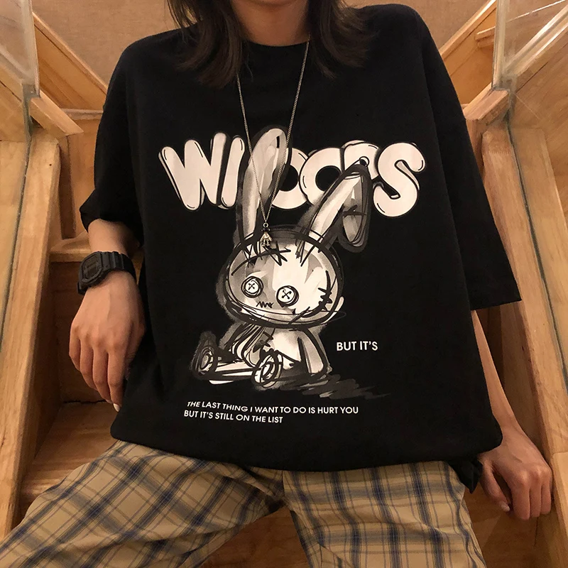 Women T-shirts Crop Tops Y2k Women T-shirt Tops Summer Gothic Casual Oversized Hip Hop Streetwear Harajuku Short Sleeve Tshirt