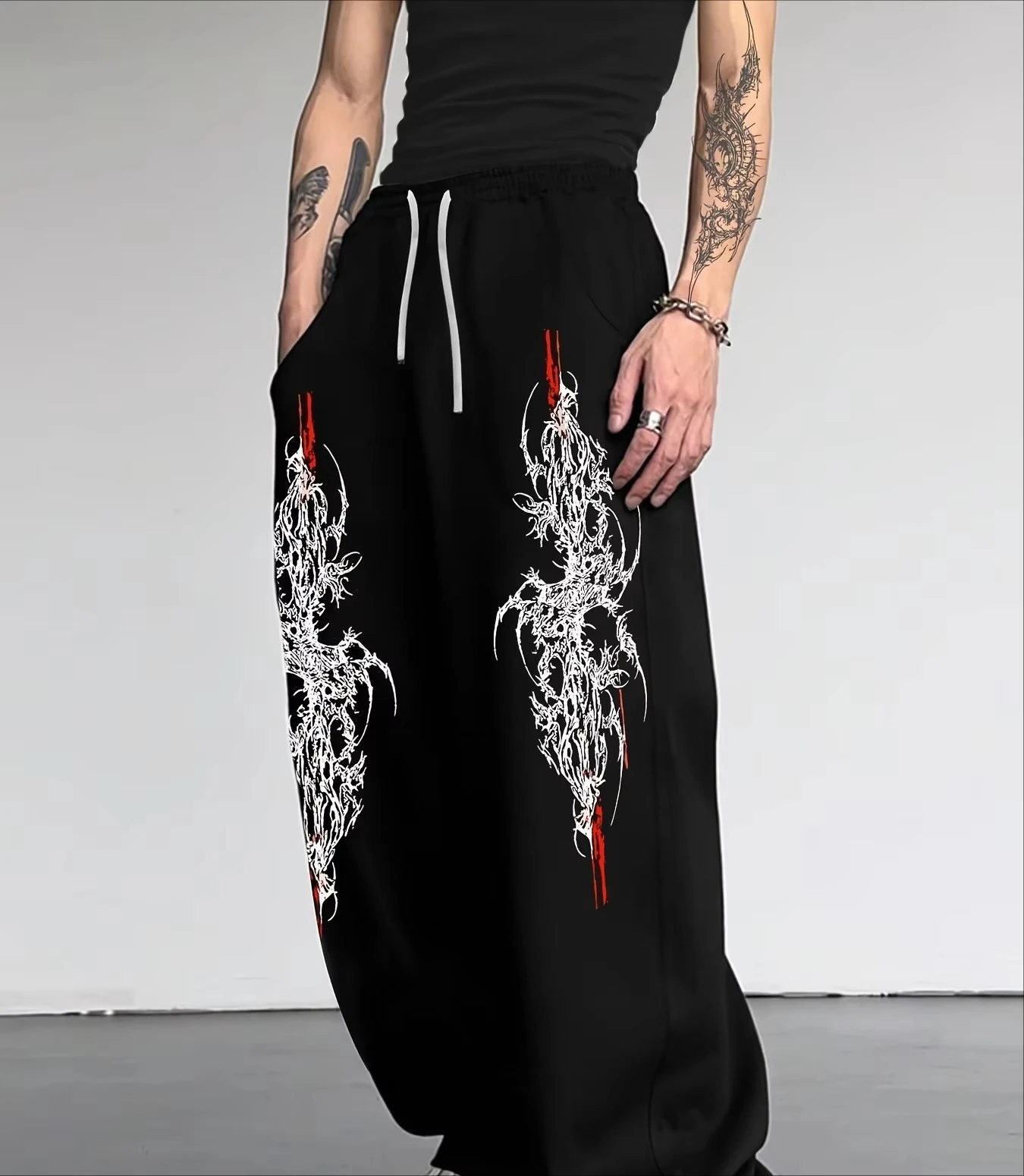 2026 Hot Selling Fashion New Hip-hop Gothic Texture Men's Street Wear Casual Sports Outdoor Jogging Pure Cotton Pants Large Size