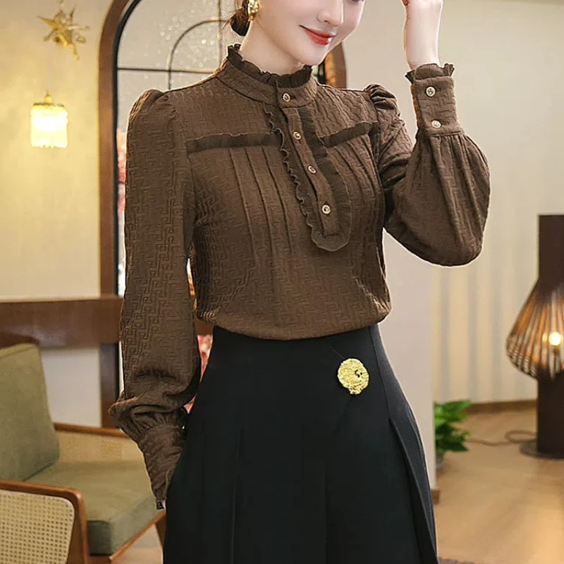 الراقية القمصان الأوروبية العصرية الجديدة النمط الصيني الملابس النسائية ضئيلة وفريدة من نوعها الكتف الأعلى