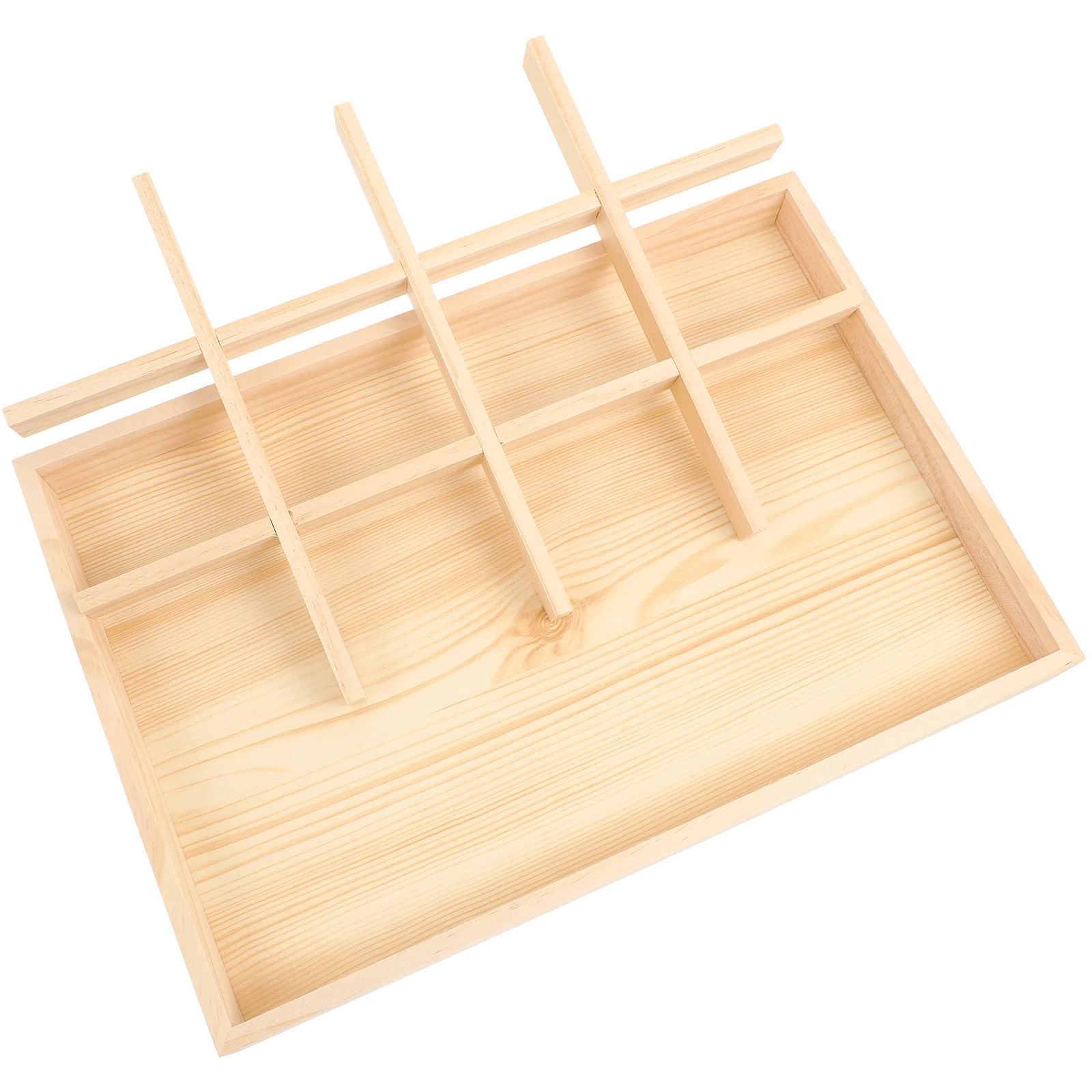 

Wooden Jewelry Storage Tray with 4 Dividers Rings Earrings Necklace Watch Key Organizer Home Decor Display Plate