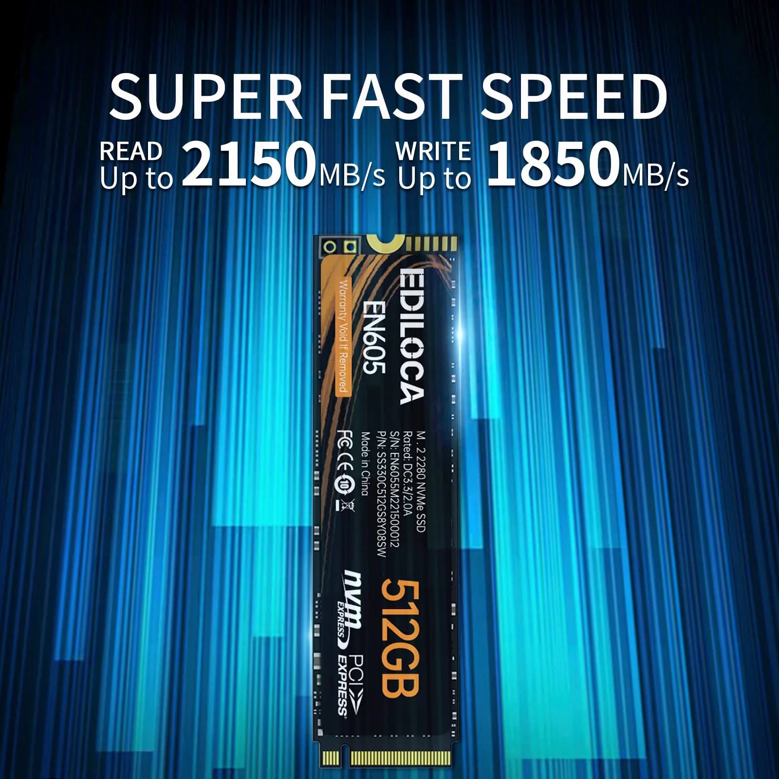 Ediloca EN605 M.2 2280 SSD 2150MB/s 3D NAND TLC NVMe 1.3 SSD PCIe Gen3.0x4 Internal Solid State Drive  For Laptop Desktop