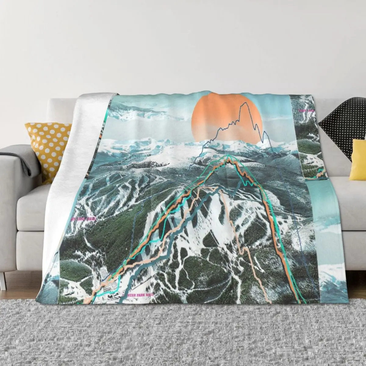 

Ski Map Throw Blanket Soft Beds Summer Beddings Beach Cute Plaid Blankets