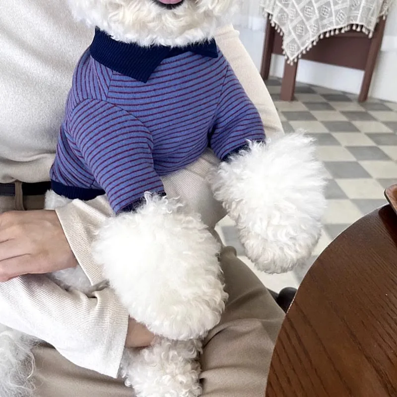 Striped Dog Polo Shirt Breathable Dog Vest Cotton Puppy Summer Clothes Girls Dog Costume Chihuahua Bichon Luxury Dog Pullover