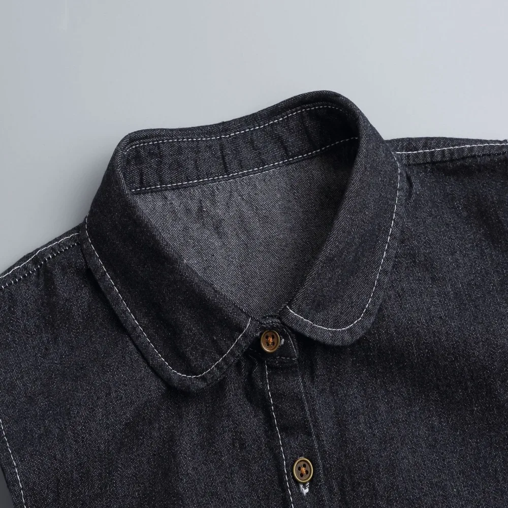 الأشرطة قابل للتعديل الدنيم وهمية طوق الكورية نمط جولة الرقبة انفصال طوق كل مباراة الملابس والاكسسوارات قميص طوق النساء