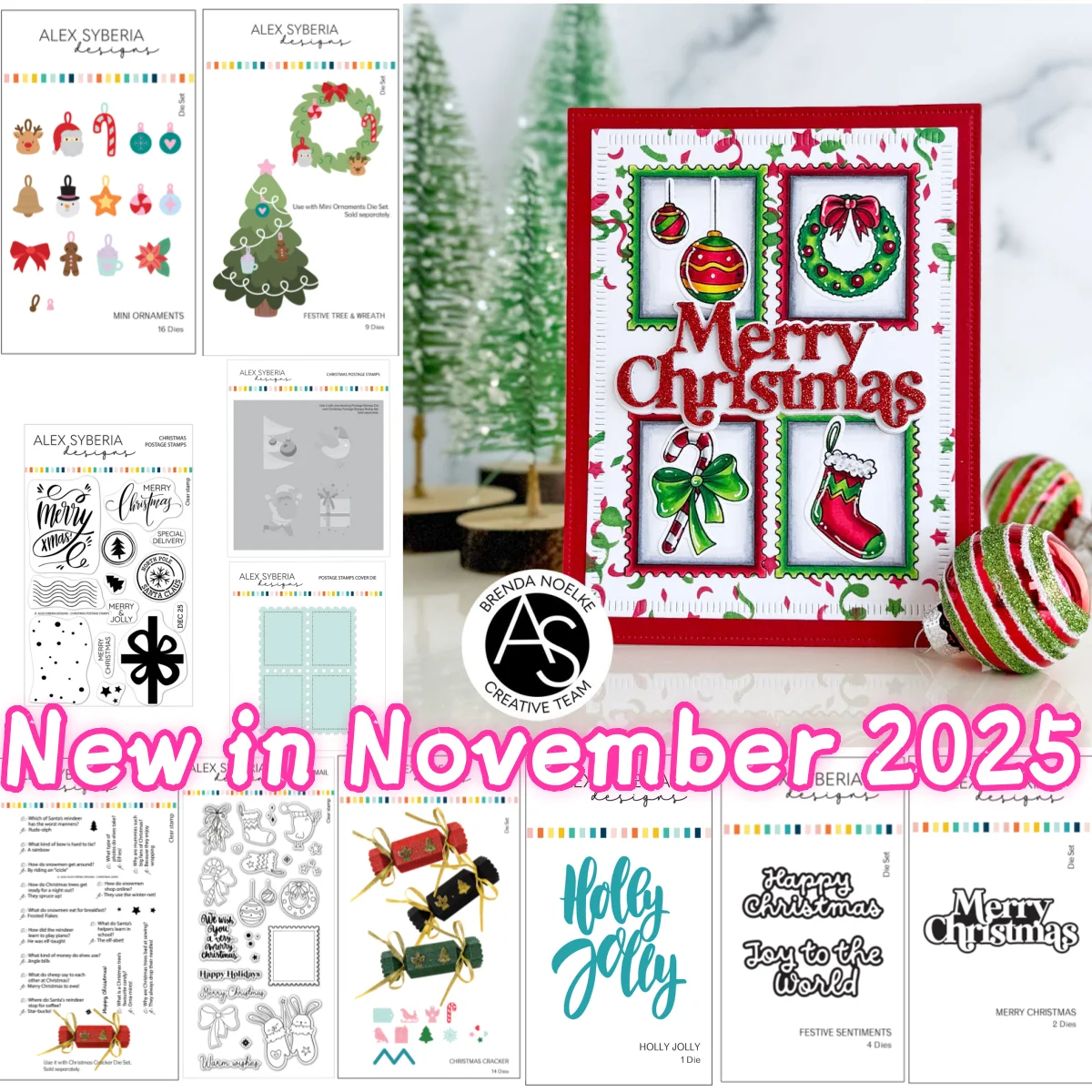 

Mini Ornaments Tree Postage Metal Cutting Dies Clear Stamps Stencil for DIY Making Gift Card Scrapbook Embossed 2025 Christmas