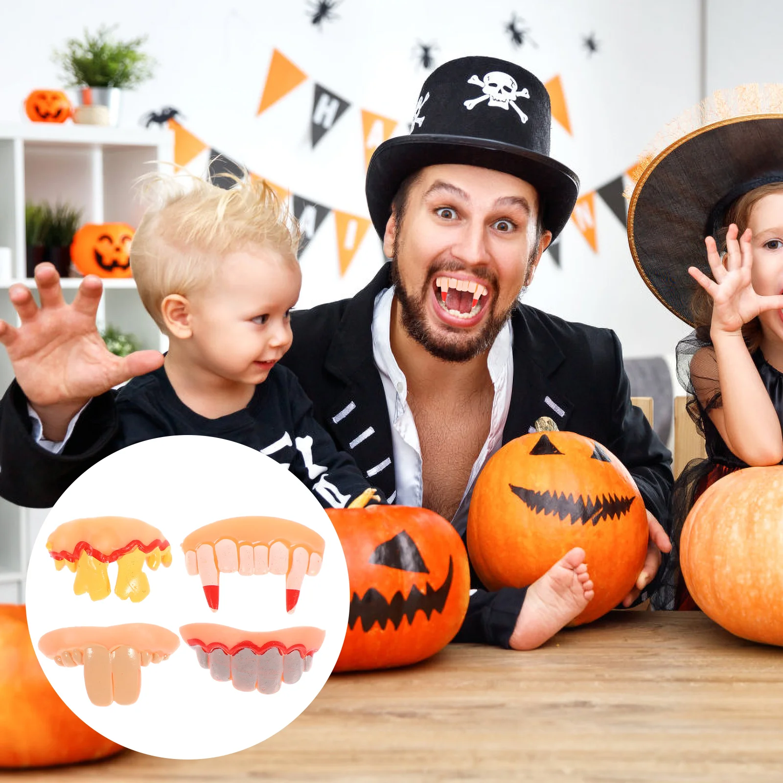 12 Pcs Funny Teeth Toy Vampire Fake for Halloween Costume Denture Vampireteeth Rubber Dentures