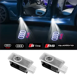 2pcs/set Led Car Door Welcome Light for Audi Sline RS RS3 RS4 RS5 Quattro C5 C6 A7 A5 Q5 Q3 B8 B9 8P 8V 8L RS RS3 RS4 RS5 RS6 R8
