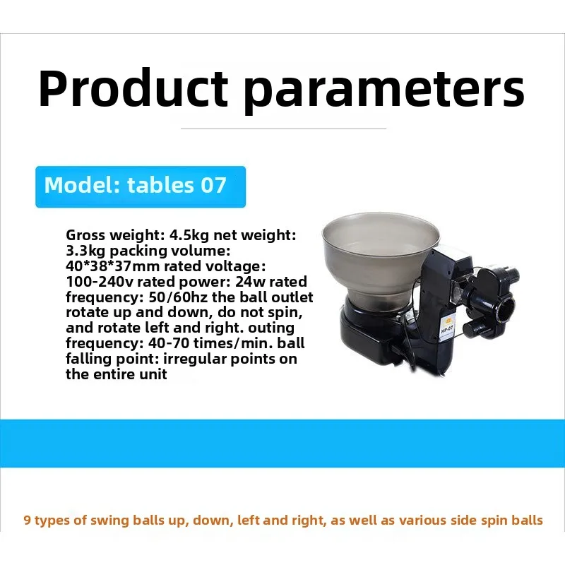 HP-07 Table Tennis Portable Tee Sports Training Device Flat Launcher for Gymnasium Ideal for Table Tennis Practice