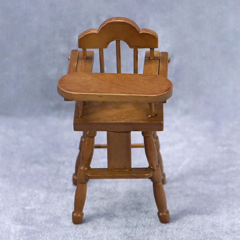 

2picecs"Top Rated 1:12 Dollhouse Miniature Furniture - Oak Brown Toddler High Chair for Dollhouse Dining Room Micro Scene Decor"