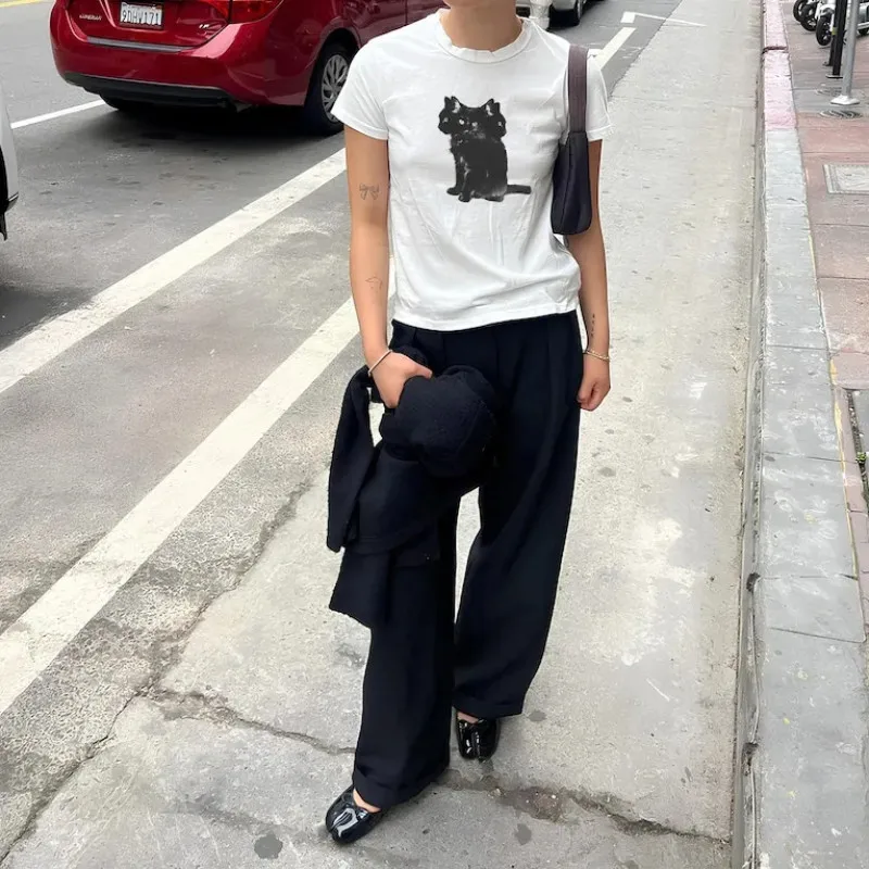 Y2k abbigliamento donna t-shirt Vintage Sexy Top Baby Tee girocollo manica corta stampa gotica scura Streetwear Trendy Summer 2024