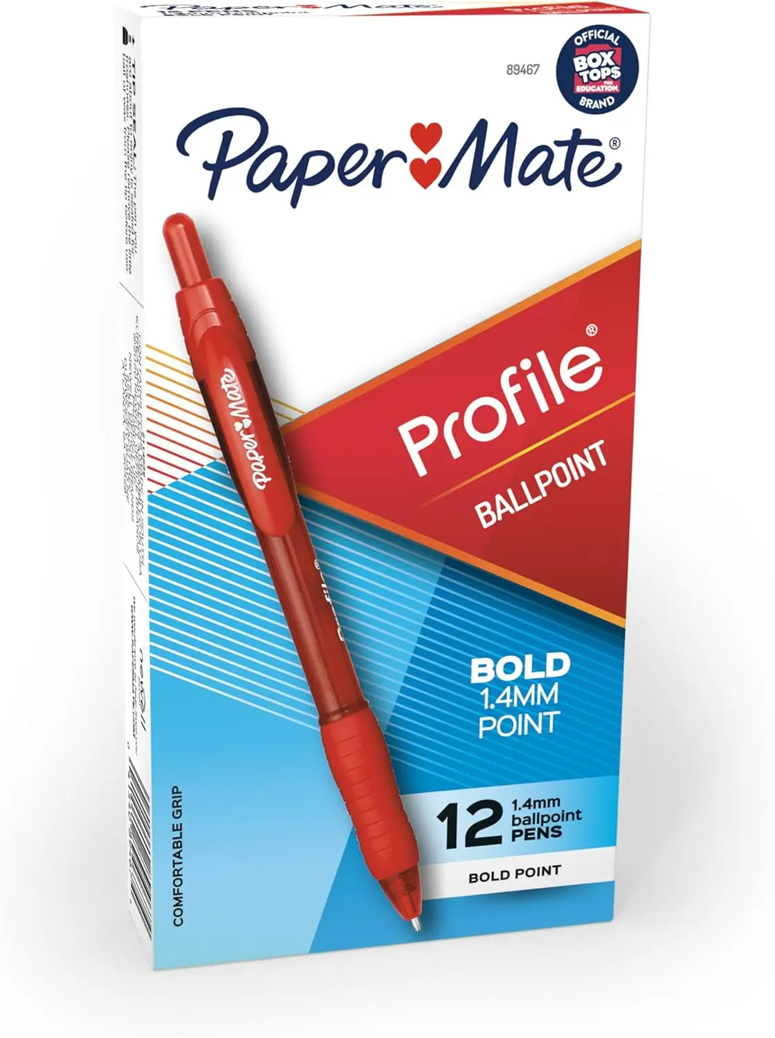 

Retractable Ballpoint Pens, Bold 1.4mm Red Ink, 12-Pack for Teachers & Office Use