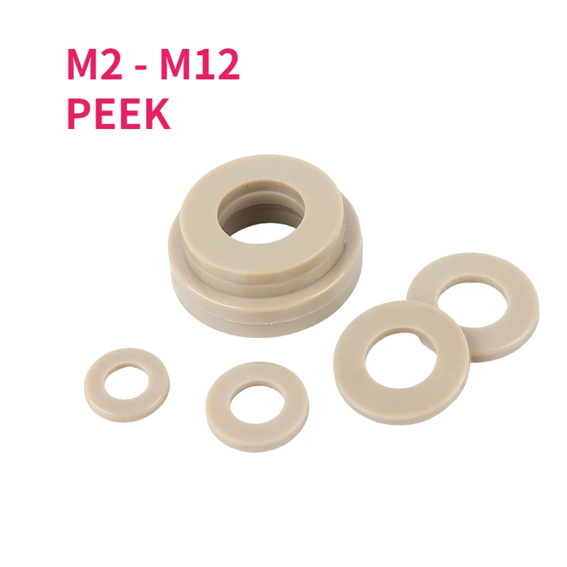 

1/2pcs M2 M2.5 M3 M4 M5 M6 M8 M10 M12 PEEK High-strength High-temperature Resistant Flat Washer Plain Gasket
