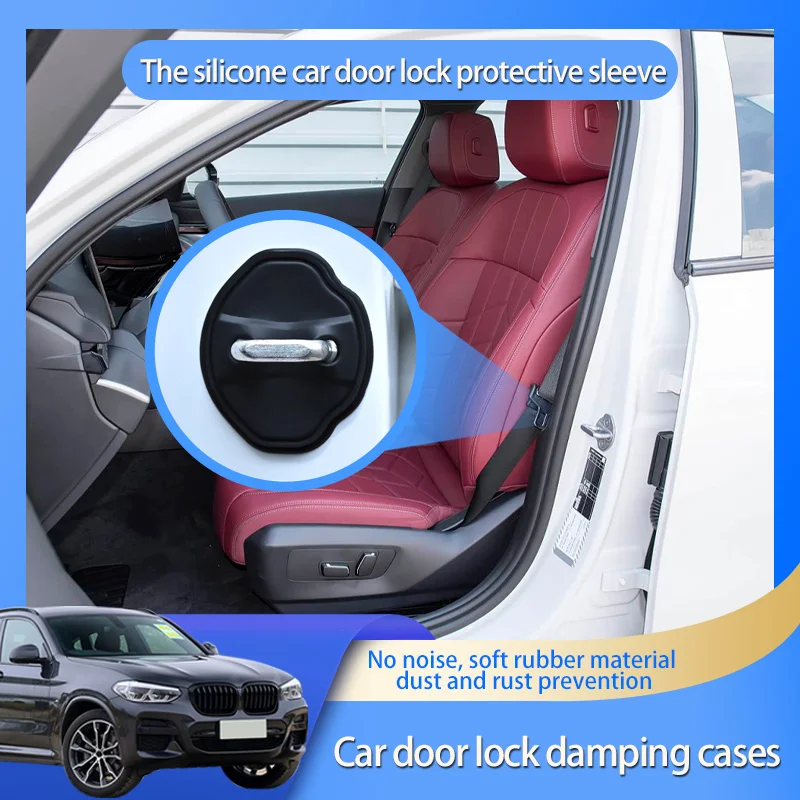 

Car Accessories For BMW X4 F26 G02 F98 2014-2020 Car Door Lock Cover Silica gel Car Styling Case Protective Stickers