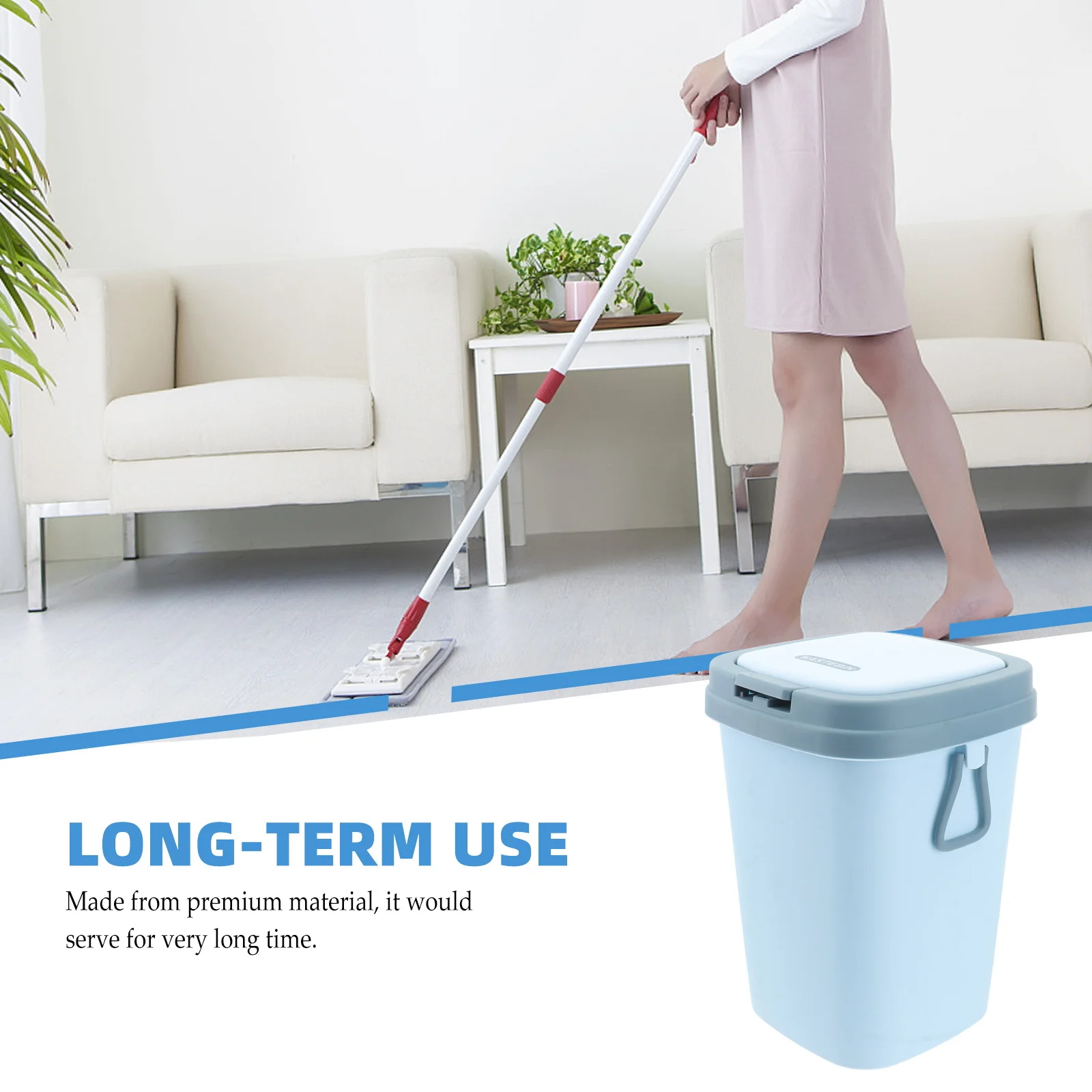 

1pc Push-Button Trash Can Large Capacity Square Plastic Garbage Can With Lid Automatic Open Close Home Kitchen Bathroom