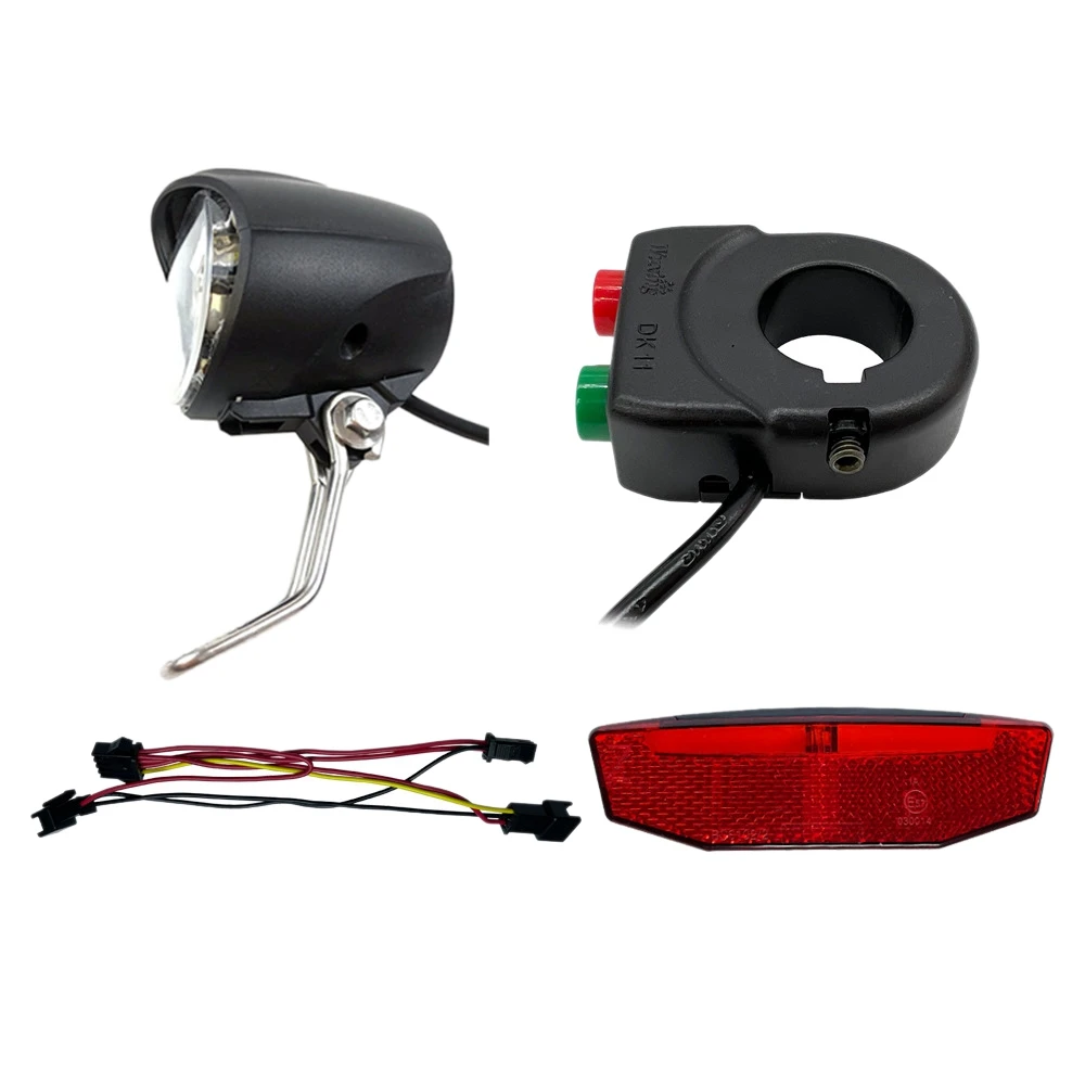 Electric Bicycle Front Rear Light Set 12-72V Ebike Headlight Tail Light Connection Wires Kit Cycling E-Bike Accessories