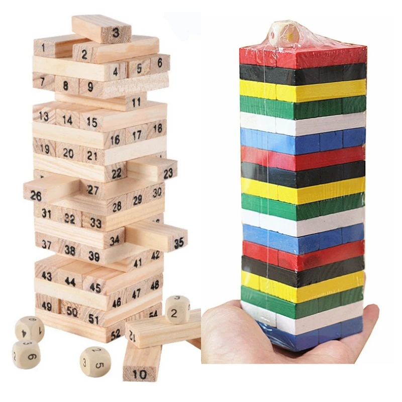 

54 Educational Wooden Blocks Kids Balanced Wooden Blocks Adult Board Game Parent-child Interactive Kids Brain Development Toys