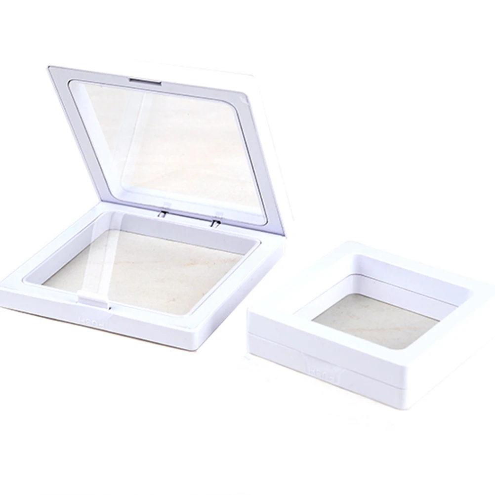 

2Pcs Jewelry Brooch Display Box Transparent Elastic Film Dustproof Jewelry Suspension Packaging Box for Gems Coin Collectables