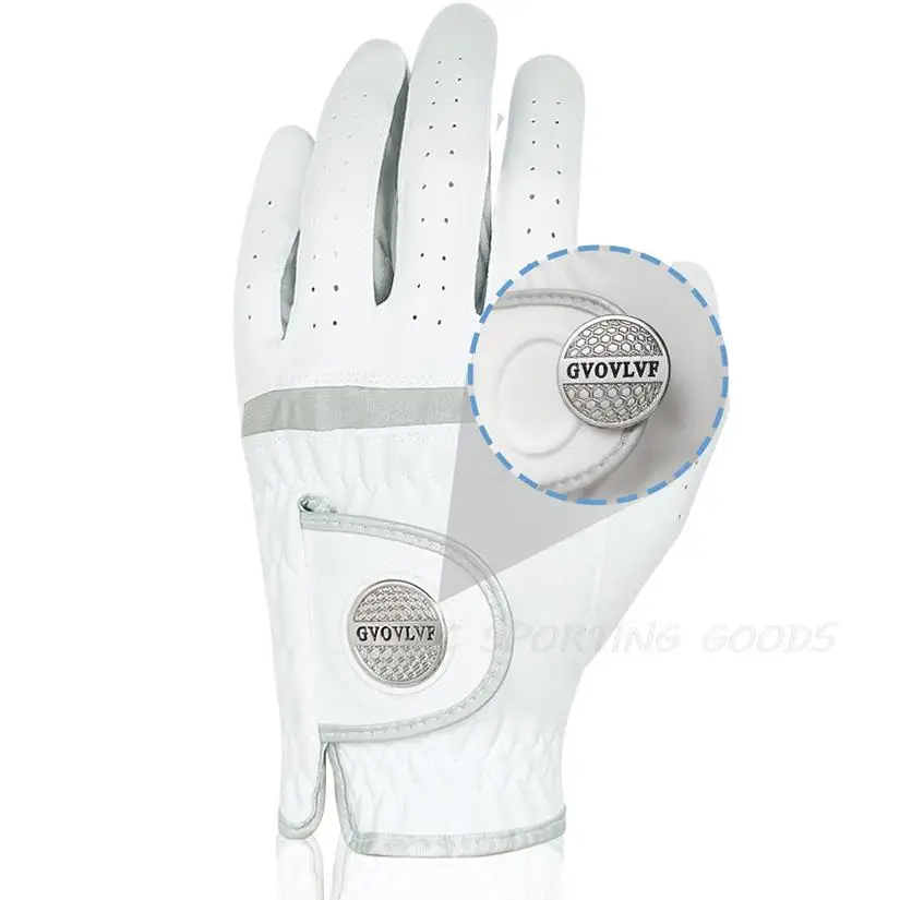 Guantes de Golf transpirables de tela Micro suave para hombre, guante blanco reemplazable con marcador magnético, 1 unidad