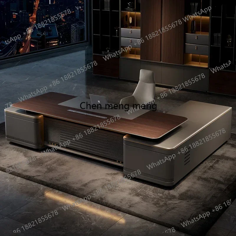 Office Combination Furniture Filing Cabinet Luxury Large Computer Tables Modern Minimalist Executive Manager President Table