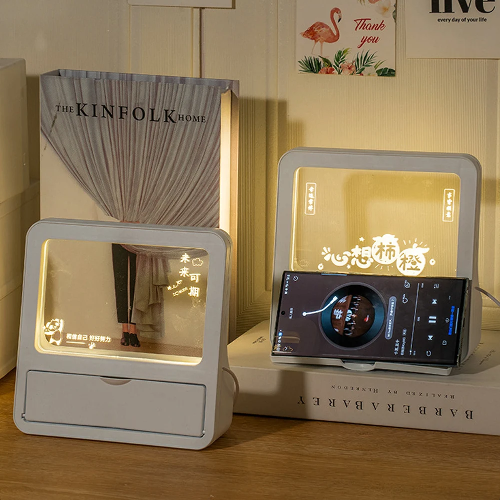 LED Desk Lamp Acrylic Notepad Home Tips Message Board Table Desk Lamp Student Bedroom Reading Lamp Room Lighting