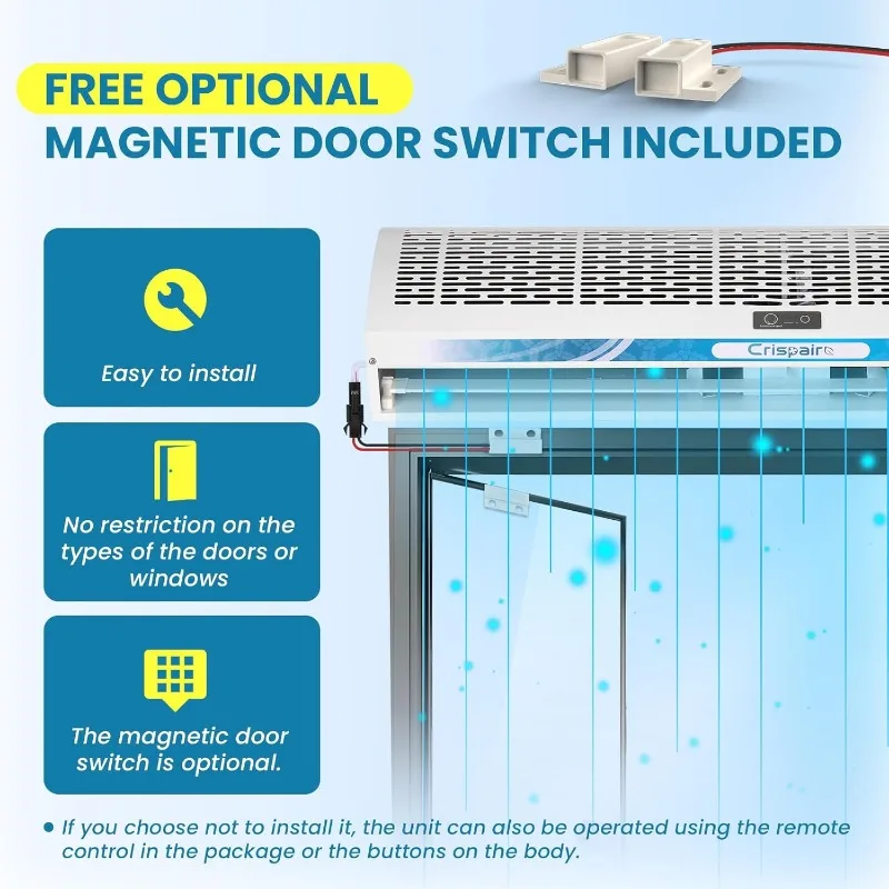 Ajustável Magnetic Porta Switch, Cortina de Ar Poderoso, Ventilador Interior Comercial, 2 Velocidades, 1527CFM, 40"