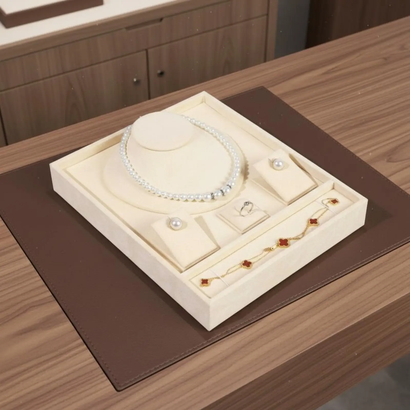 Jewelry Display Tray Set Elegant Design Multi-Jewelry Display Tray Necklace Bust and Band Holder Set Perfect Gift