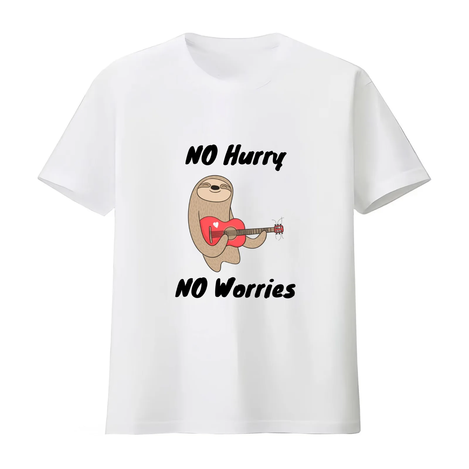 No Hurry No Worries T-Shirt Summer Casual Cotton Tee Oversized Streetwear Tops Vintage Graphic Print Loose Fit Short Sleeve