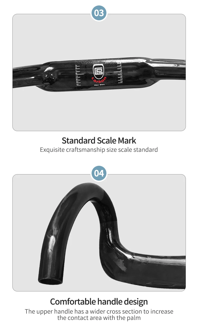 Vollcarbon-Fahrradlenker, ultraleichter und langlebiger Fahrradlenker mit 15,75/16,54/17,32 Zoll Innenkabelführung – Detail 11