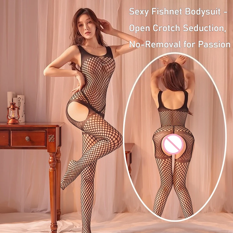 

Plus Size Fishnet Lingerie Set | Women's Erotic Mesh Bodystocking with Open Crotch & Sheer Stockings
