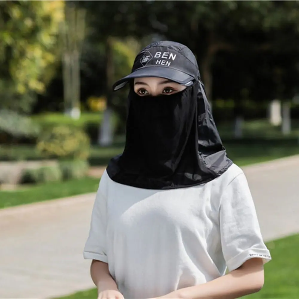 Quick-dry Hat Sun Protection Hat Ice Silk Shield Wide Brim Bucket Cap With Neck Flap Large Brim Bucket Hat with Neck Cover Women