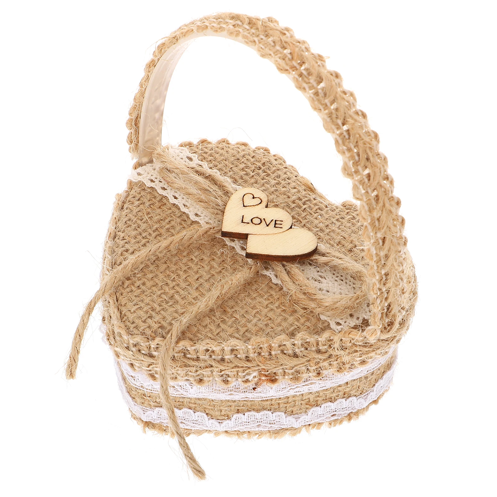 

Heart Shaped Ring Box Decorative Basket Small for Wedding Rural Elegant with Cover