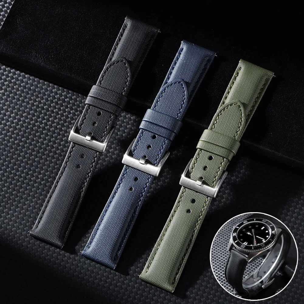 Premium Sailcloth Watch Band for Blancpain for Omega Straps 18mm 20mm 22mm Waterproof Canvas Nylon Quick Release Bracelet Belt view 3