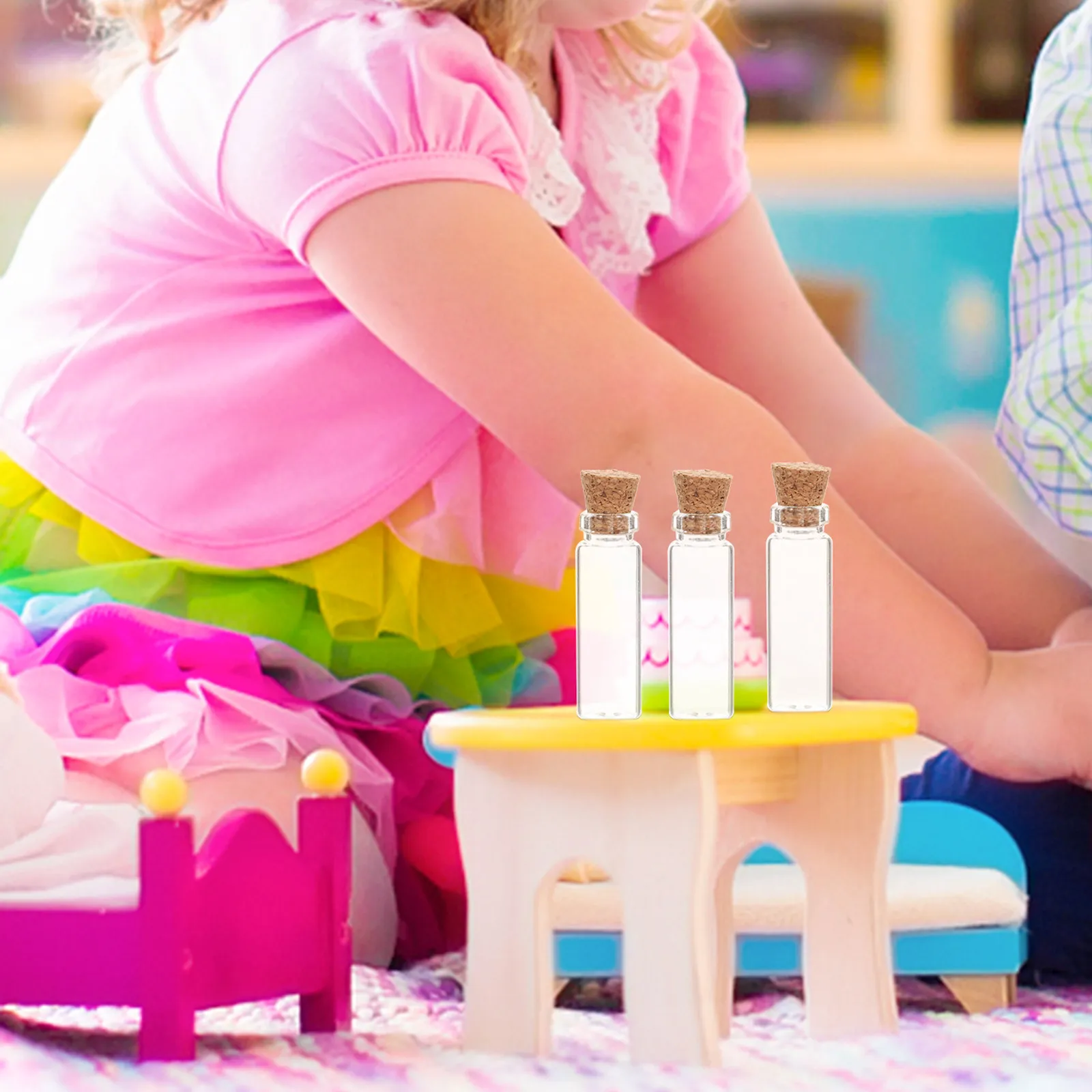 

Набор из 3 миниатюрных стеклянных баночек для конфет, компактный размер, для детских игр, аксессуары для кукольного домика, мини-бутылочки, украшения, декор