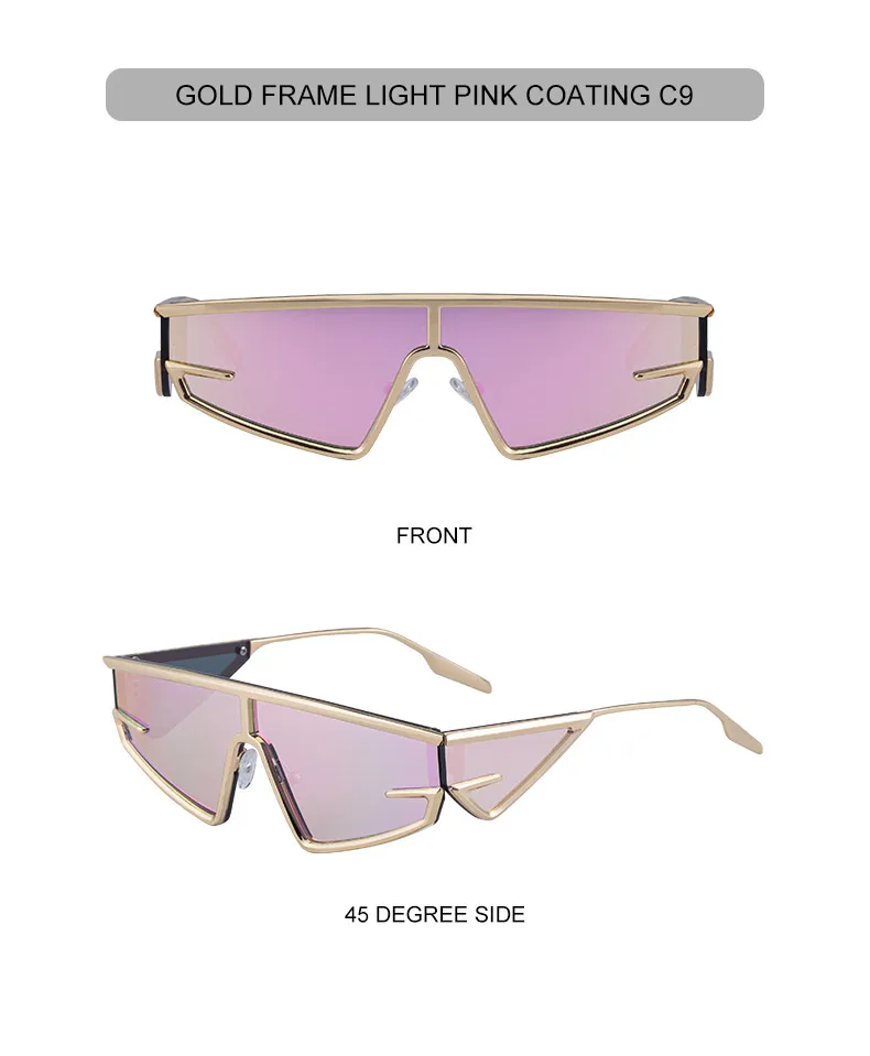 Y2K Punk Quadratische Schild Sonnenbrille Männer 2025, Luxus Marke Vintage Unregelmäßige Steampunk Winddicht Sonnenbrille für Frauen Shades UV400 – Detail 23