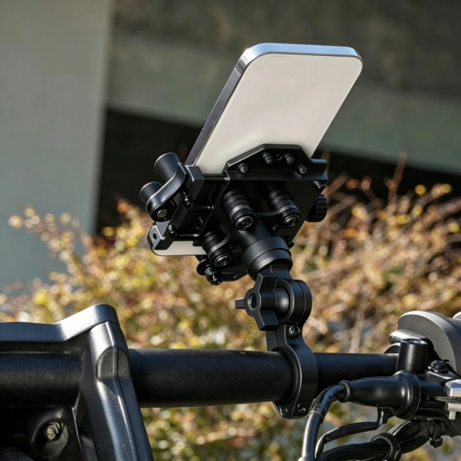 Handlebar Phone Mount Shockproof Handlebar Phone Holder Bike Cellphone Stand Adjustable Sturdy for Cyclists, Scooter
