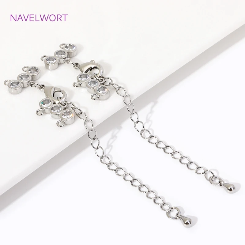 18K Gold Plated 2 Row Clasps Extension Chain With Lobster Clasps Connector For Bracelet Necklace Making DIY Jewelry Accessories