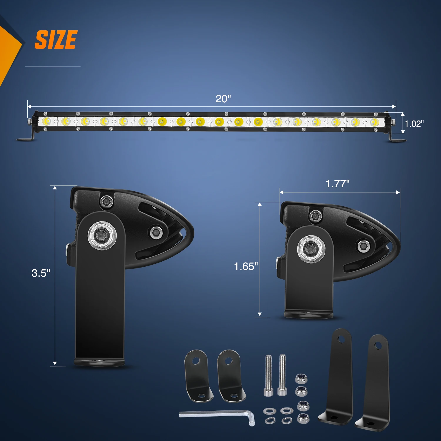 Nilight Single Row LED Light Bar Ultra-Slim Spot Flood Combo Beam Pod 20 Inch 54W Fog Driving Work Roof Bumper Lighting for Offroad 4x4 Trucks SUV ATV UTV view 2