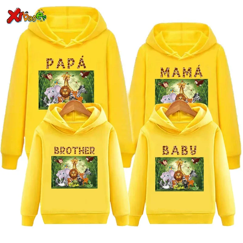 Family Matching Outfits Sweatshirt Hoodie Spring Wild Family Matching Zoo Birthday Custom Name Clothing Vacation Outfits Holiday