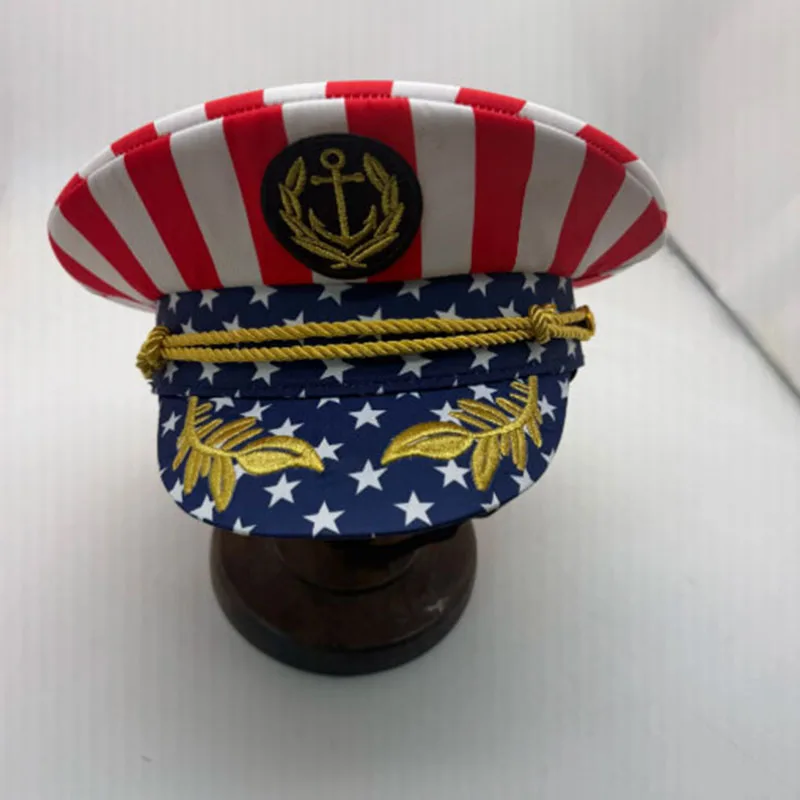 

New Yacht Sailor Embroidery Captain Hat Men's Women's Party Hat Adult Nautical Cap Makeup Ball Dressing Event Stylish Accessory