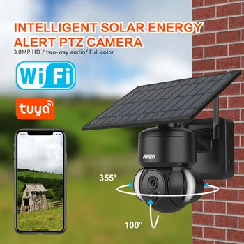 2MP 1080P Wireless Solar Camera Outdoor Weatherproof Wifi Security PTZ Camera PIR W/64G SD Card Black Two Way Audio 2MP 1080P Wireless Solar Camera Outdoor Weatherproof Wifi Security PTZ Camera PIR W/64G SD Card Black Two Way Audio