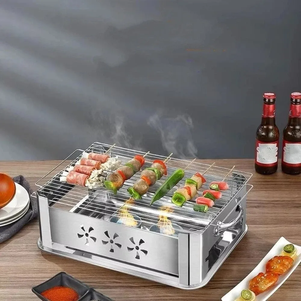 

Stainless Steel Rectangular Fish Grill Rectangular Heavy-Duty Korean BBQ Pot Ventilated Thickened Grilled Fish Plate Household