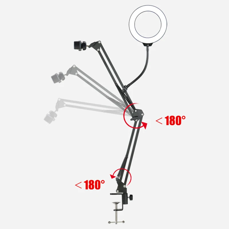 Overhead Tripod for Phone with Ring Light Desktop Cellphone Bracket for Video Shooting Table Mobile Mount for Filming Recording