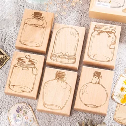 Yoofun Large Size Vintage Dream in Bottle Wooden Stamp Journaling Scrapbooking DIY Wood Bottles Stamp Retro Stationery